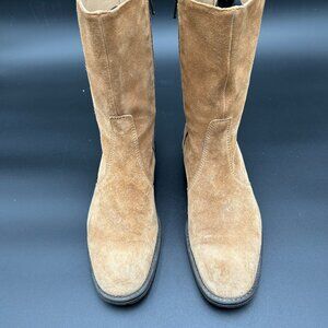 Vintage J.Crew Suede Mid-Calf Boots Camel Italy Flat Size 9